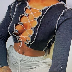 Long sleeve skinny crop top
